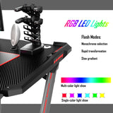 Z-Shaped Gaming Desk RGB LED Lights w/USB Handle Rack & Large Mouse Pad